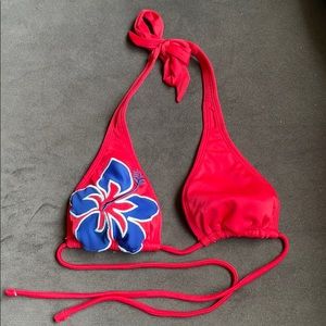 Raisins Red Halter Swim Bikini Top